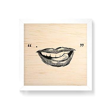 Imagem de Arte Maníacos Quadro decorativo com moldura caixa branca em Madeira - Boca Provocação - 30x30cm