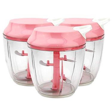 Imagem de KIT 3 Processadores Trituradores Manual 5 Lâminas 1200ml Rosa