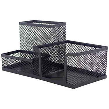 Imagem de Porta Caneta Lápis para Escritório em Metal - 03 Nichos - Preto