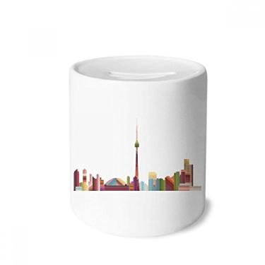 Imagem de DIYthinker Caixa para dinheiro em aquarela com marco e cidade do Canadá, porta-moedas de cerâmica, presente de cofrinho