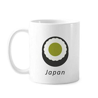 Imagem de Caneca tradicional japonesa preta Maki Sushi clássica de cerâmica branca presente com alças 350 ml