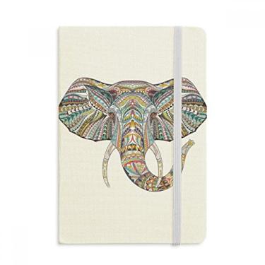 Imagem de Caderno com design de elefante colorido estilo mosaico, capa dura de tecido, diário clássico