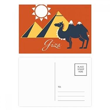 Imagem de Cartão postal com estampa de camelo esfinge da pirâmide do Egito, cartão de felicitações de aniversário