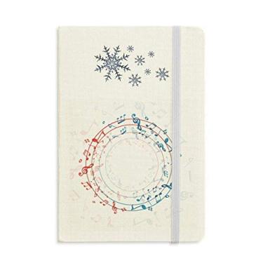 Imagem de Caderno de notas musicais azul vermelho formato redondo grosso flocos de neve inverno