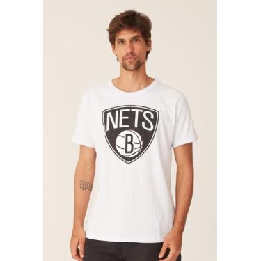Imagem de Camiseta Nba Estampada Big Logo Brooklyn Nets Casual Branca
