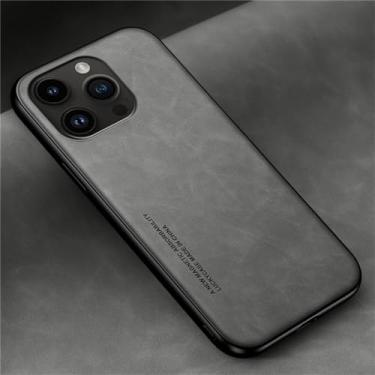 Imagem de Capa de telefone atraente magnética para iphone 11 12 13 14 pro max xr xs max 8 7 14 plus se 2 capa de silicone híbrida de couro, cinza, para iphone 12 mini
