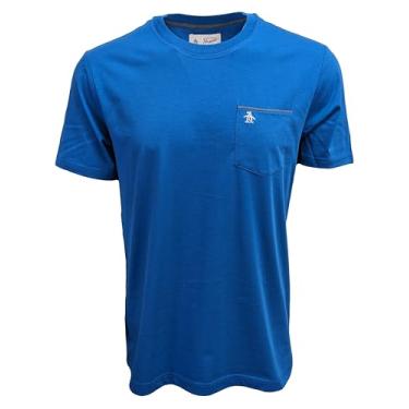 Imagem de Original Penguin Camiseta masculina de gola redonda com bolso, Azul clássico, XXG