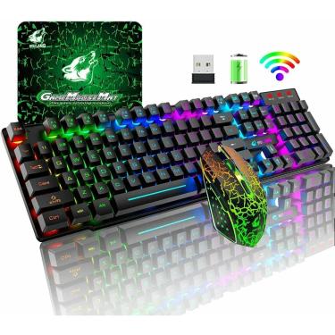 Imagem de Jogo ergonômico do teclado e do rato do jogo  sensação mecânica  arco-íris  luminoso do diodo