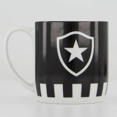 Imagem de Caneca Botafogo Porcelana Preta e Branca