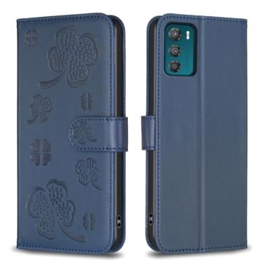 Imagem de Capa carteira para Motorola Moto G42 com 3 cartões e 1 compartimento para dinheiro, capa de telefone flip de couro PU à prova de choque compatível com Moto G42 4G 6,4 polegadas (azul)