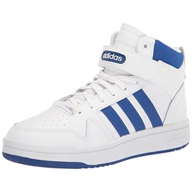 Imagem de adidas Tênis de basquete infantil unissex Postmove Mid, Branco/time azul royal/cinza, 40