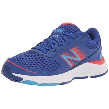 Imagem de New Balance Tênis de corrida infantil 680 V6 com cadarço, Azul-infinito/chama neo/céu vibrante, 11 Little Kid
