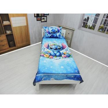 Imagem de Jogo De Lençol Cobre Leito Fronha Stitch Infantil Decorativo - Fantasi