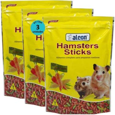 Imagem de Alcon hamster sticks 200g kit com 3 para hamster gerbil e topolino