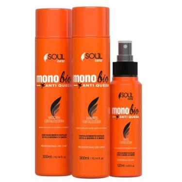 Imagem de Tônico Poderoso Antiqueda Crescimento Biotina Óleo de Rícino Kit Monob