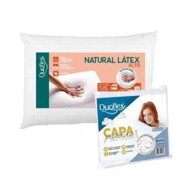 Imagem de Kit de Travesseiro Enchimento em Látex Natural + Capa Impermeável com 