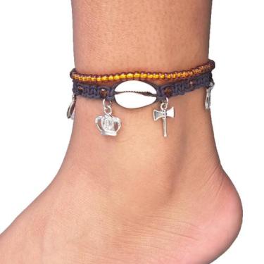 Imagem de Tornozeleira Xangô Macramê Orixá Umbanda - Balaio de Santo