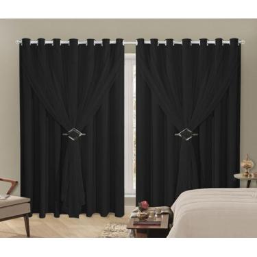 Imagem de Cortina Blackout Pvc 4,00x2,70 Com Tecido Voil Sala e Quarto - BOB SHO