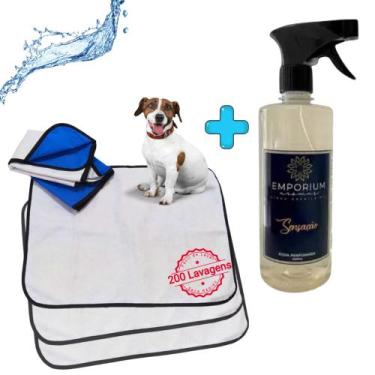 Imagem de Kit 3 Tapetes Higiênicos Pet 70x50 + Água Perfumada Pet Spray Para Tap