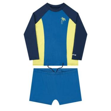 Imagem de Roupa Praia Piscina Sunga e Camisa UV Conjunto Solar Juvenil - Aymee, 