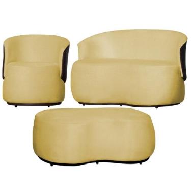 Imagem de Kit 1 Poltrona 1 Namoradeira e 1 Puff Grande Suede Estilo Orgânico Bea