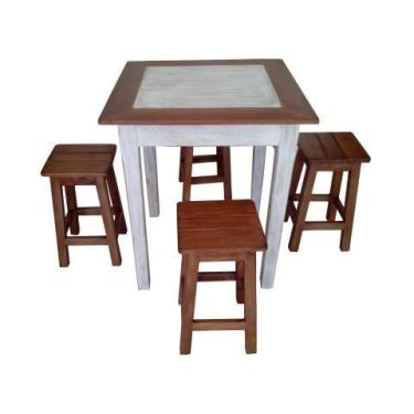 Imagem de Jogo de Mesa Rústico Light em Madeira de Demolição - Cód 1347 - Barroc