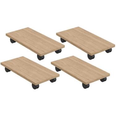 Imagem de Kit 04 Suportes Para Cpu Com Rodízios Cyber L03 Amadeirado - Lyam - Ly