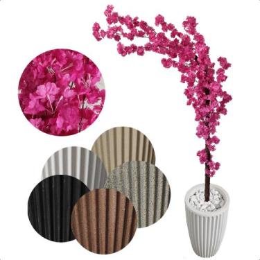 Imagem de Cerejeira Japonesa Artificial Curvada Pink Grande Vaso Decorativo - Fl