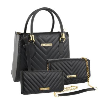 Imagem de Bolsa Feminina Transversal Grande + Bolsa Flap + Carteira - Selfie Sto