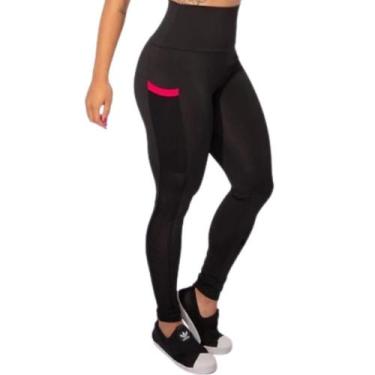 Imagem de Calça Legging Feminina De Academia Com Bolso Lateral Cintura Alta Fitn