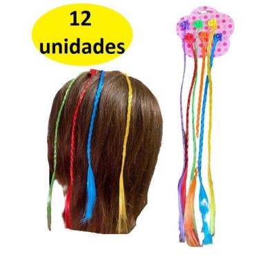 Imagem de Kit 12 Mechas Aplique De Cabelo Coloridas Com Piranha - Lynx produções