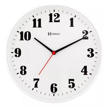 Imagem de Relógio de parede Herweg Liso 26cm Original, Branco, Ticc-tac