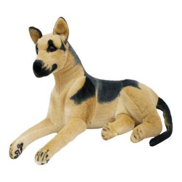 Imagem de Cachorro Pastor Alemão Deitado Realista 93cm - Pelúcia - Foffy