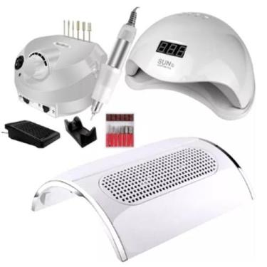 Imagem de Kit Unha Cabine 48w Lixadeira elétrica motor porquinho - A.R Variedade