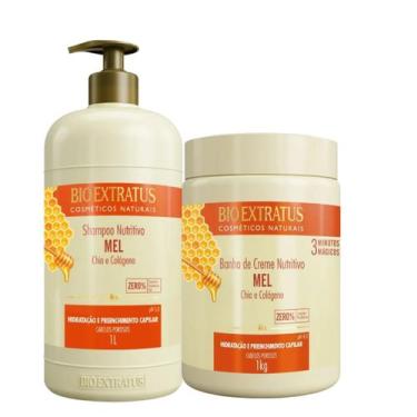 Imagem de Kit Shampoo e Banho de Creme 1Kg Mel Bio Extratus Nutritivo