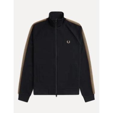Imagem de Jaqueta Fred Perry Masculina Crochet Taped Track Preta-Masculino