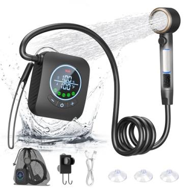 Imagem de Chuveiro portátil – Chuveiro de acampamento recarregável de 8000 mAh, bomba de chuveiro portátil de 6,0 L/min, chuveiro externo para acampamento, caminhadas, viagens, lavagem