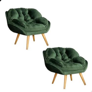 Imagem de Kit 2 Poltrona California Para Sala Veludo Amamentação Papai - Fina Mo