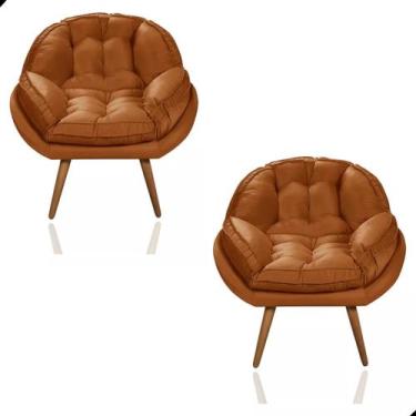 Imagem de Kit 2 Poltrona California Para Sala Veludo Amamentação Papai - Fina Mo