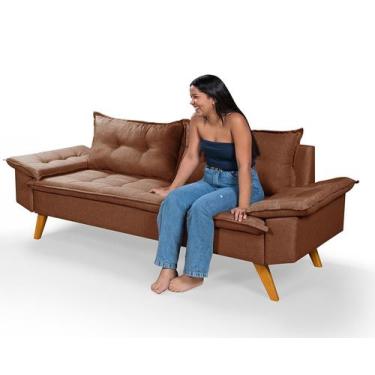 Imagem de Sofá 3 Lugares Bariloche em Linho Essencial Estofados,  Marrom