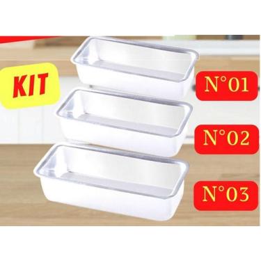 Imagem de Conjunto com 3 assadeiras de pão alta 3 tamanhos 24/26/31cm alumínio r