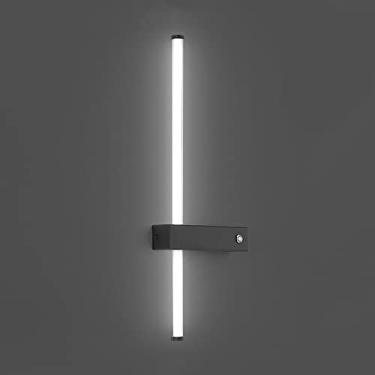 Imagem de Luminária de parede LED minimalista, faixa de iluminação, luminária de parede linear com interruptor, arandelas de parede de metal preto para ambientes internos, iluminação de parede para sa