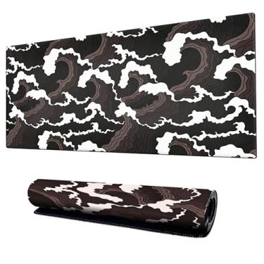 Imagem de Mouse Pad Gamer Speed Extra Grande Profissional 90x40 x3mm Bordas Costuradas e Base Emborrachada e Antiderrapante Onda Japonesa Premium (Preto)