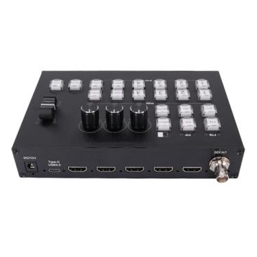 Imagem de HD Video Mixer, Multimedia Live Streaming Switcher, Linha 2mic Em OUT, Interface USB 3.0 Tipo C, Suporte PGM PVW PIP OSD, para Transmissão, Entrevistas, Eventos (Plugue da UE)