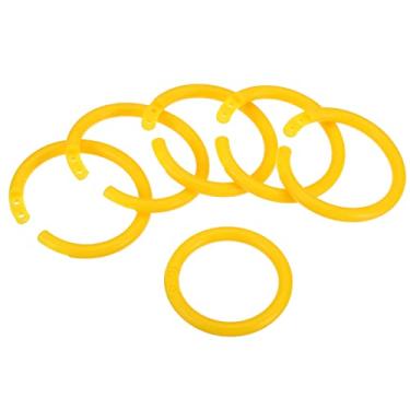 Imagem de PATIKIL Anéis de folhas soltas de 3,6 cm OD 2,8 cm, pacote com 50 anéis de plástico para livro faça você mesmo, caderno de recortes, álbum de fotos, amarelo