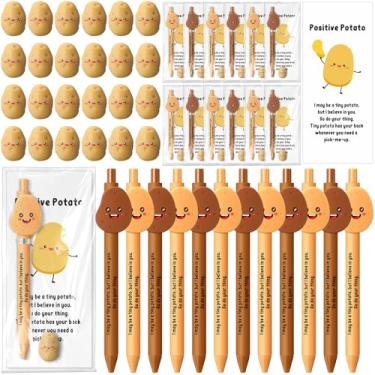Imagem de Sayglossy Conjunto de 36 canetas motivacionais de presente de batata inspiradoras de formatura positivas de resina de batata a granel cartão de agradecimento para professores, estudantes, funcionários