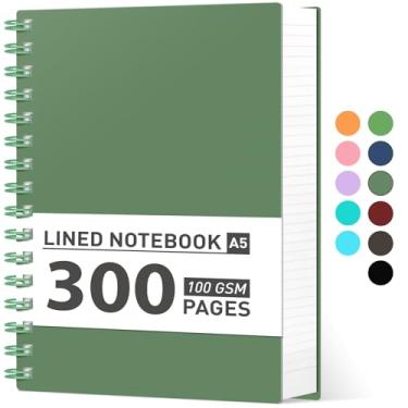 Imagem de AHGXG Caderno espiral com pauta universitária - Caderno espiral A5 Smal para trabalho, papel grosso de 100 GSM, capa dura de plástico, para anotações de escrita, 14,5 cm x 21 cm, verde