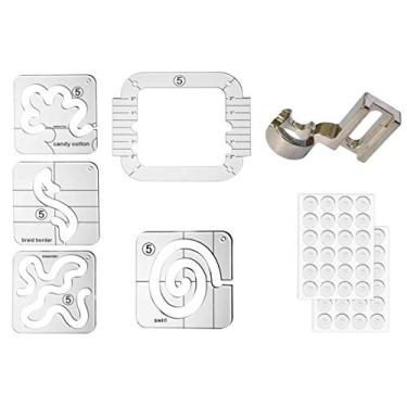 Imagem de 5 réguas de molde para acolchoado de movimento livre, 4 peças de régua para acolchoado de 3 mm com moldura para máquina de costura doméstica com régua de haste baixa adiciona 48 peças de aderência antiderrapante (C)