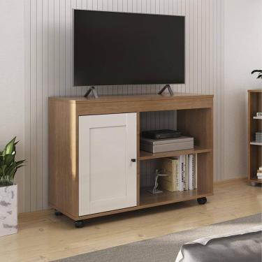 Imagem de Rack Para 42 Pol 1p 91 Cm Com Rodízios Cinamomo Off White Arly Cinamomo Off White