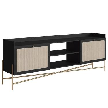 Imagem de Rack Para Sala Bancada De 65 Pol Pé Metal Arlo Nero-dourado - Mpozenato